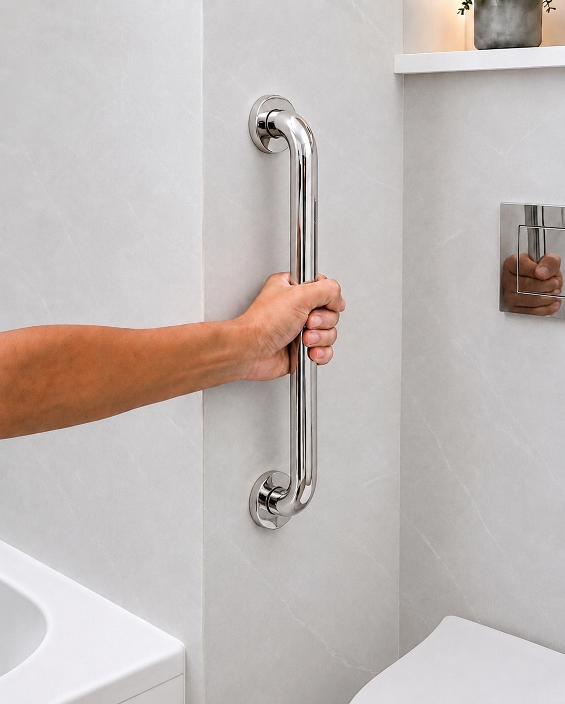 Shiny Bathroom Grab Bar 25 mm