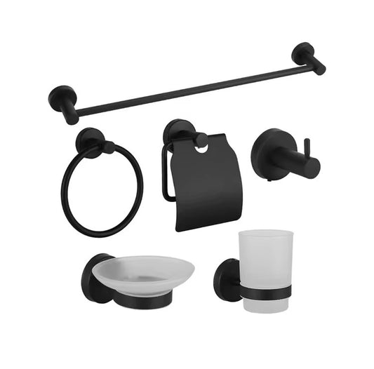 قطع إكسسوارات الحمام 93 لون أسود