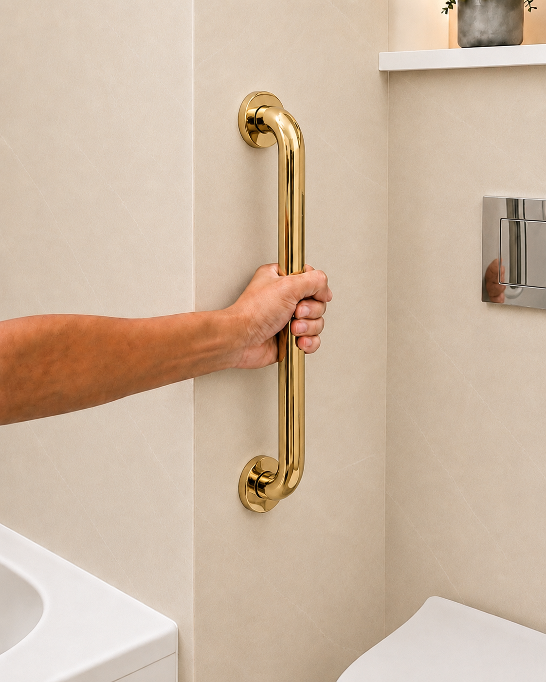 Gold Bathroom Grab Bar 25mm