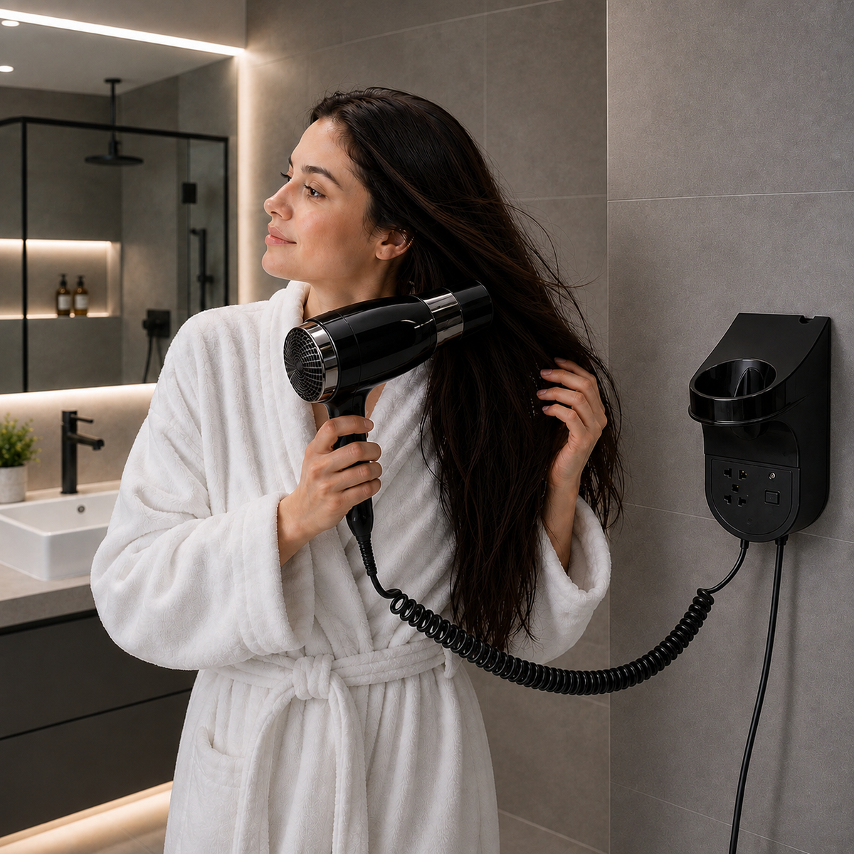 Delight Wall Mounted Hair Dryer 103 – 1800W Hotel Bathroom Hair Dryer (220V | Black)