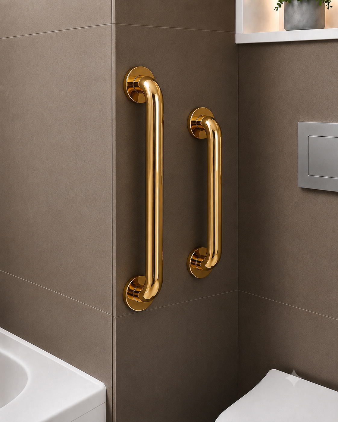 Gold Bathroom Grab Bar 32mm