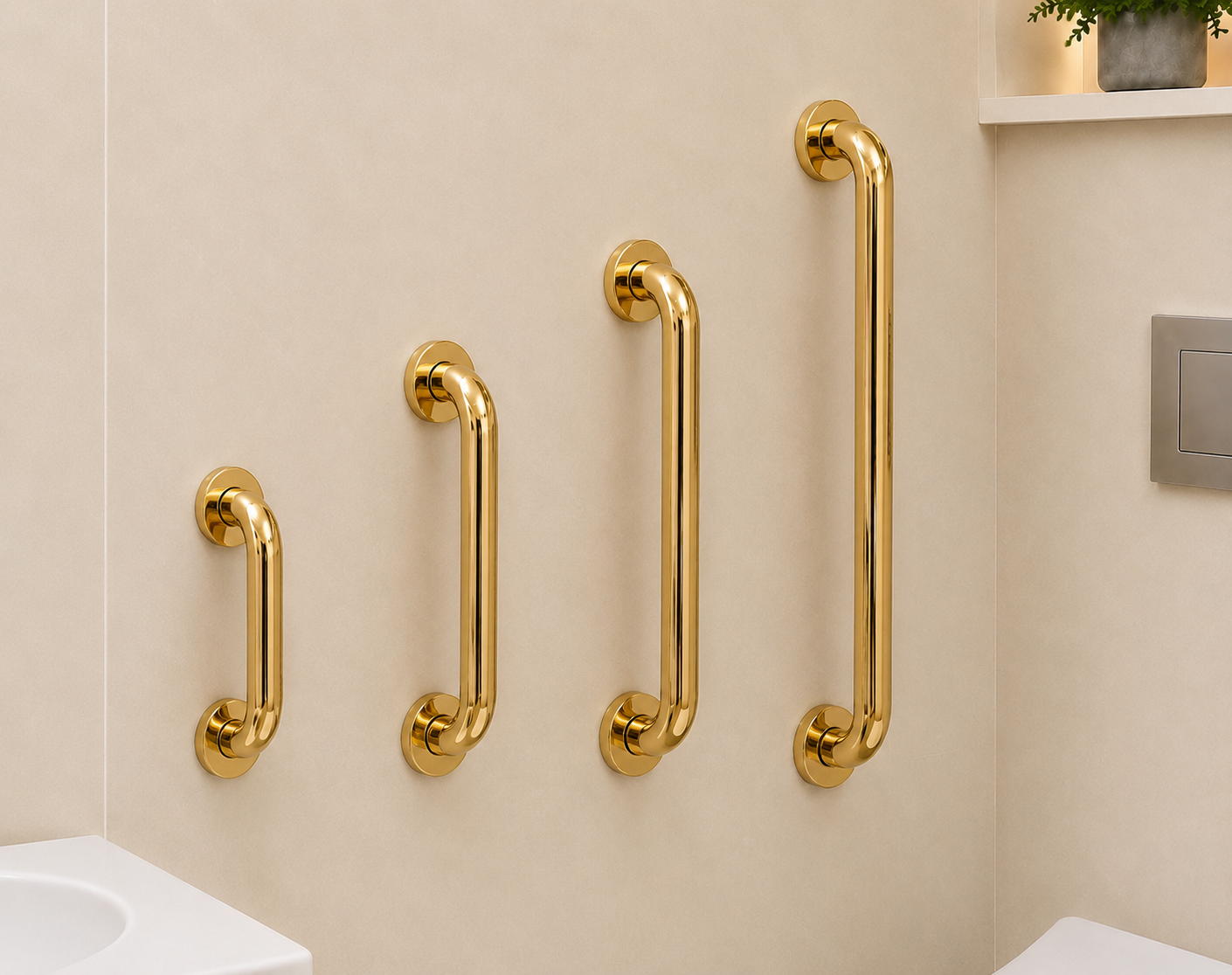 Gold Bathroom Grab Bar 25mm