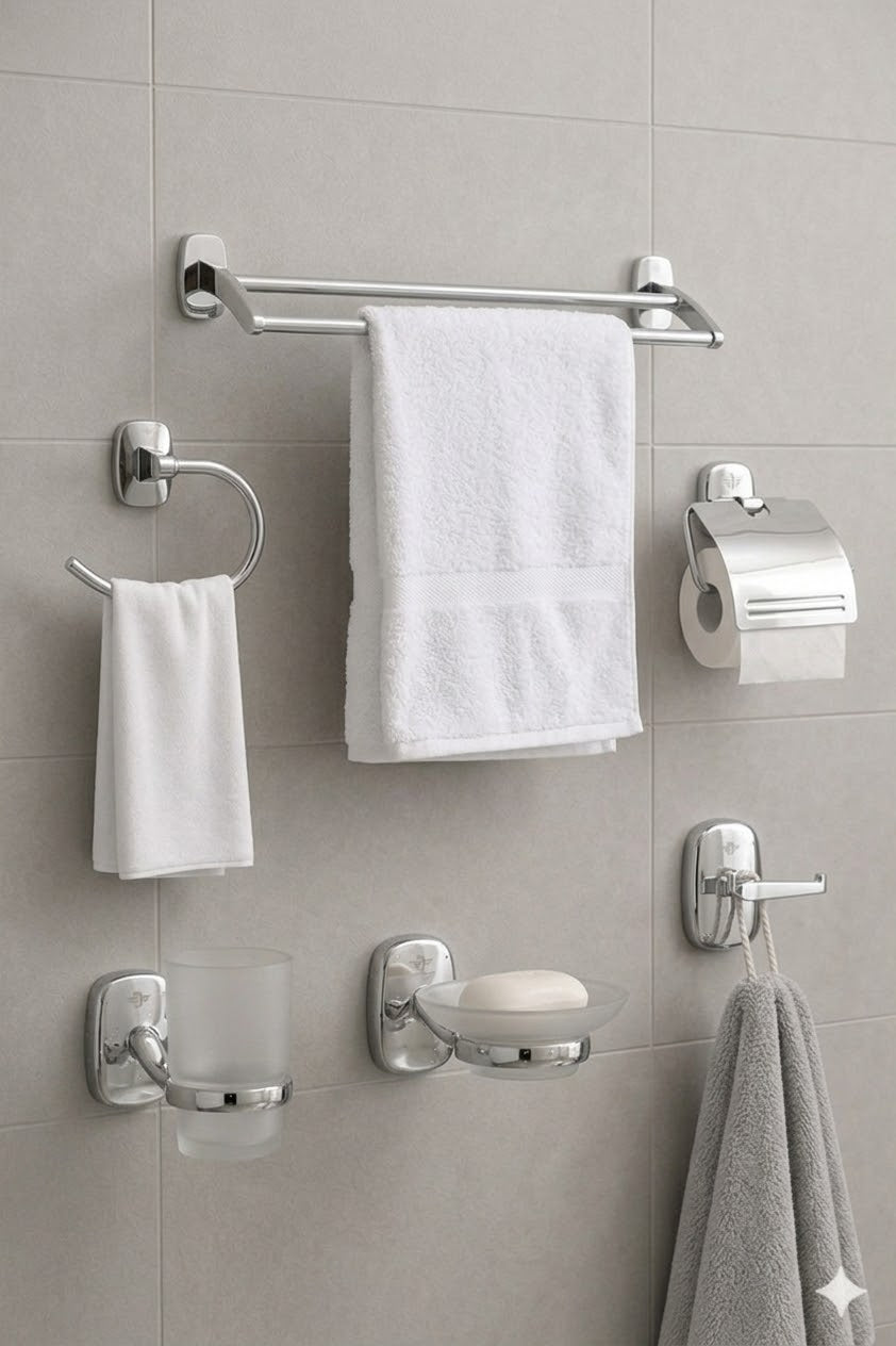 Delight Bathroom Accessories Set 116 silver color