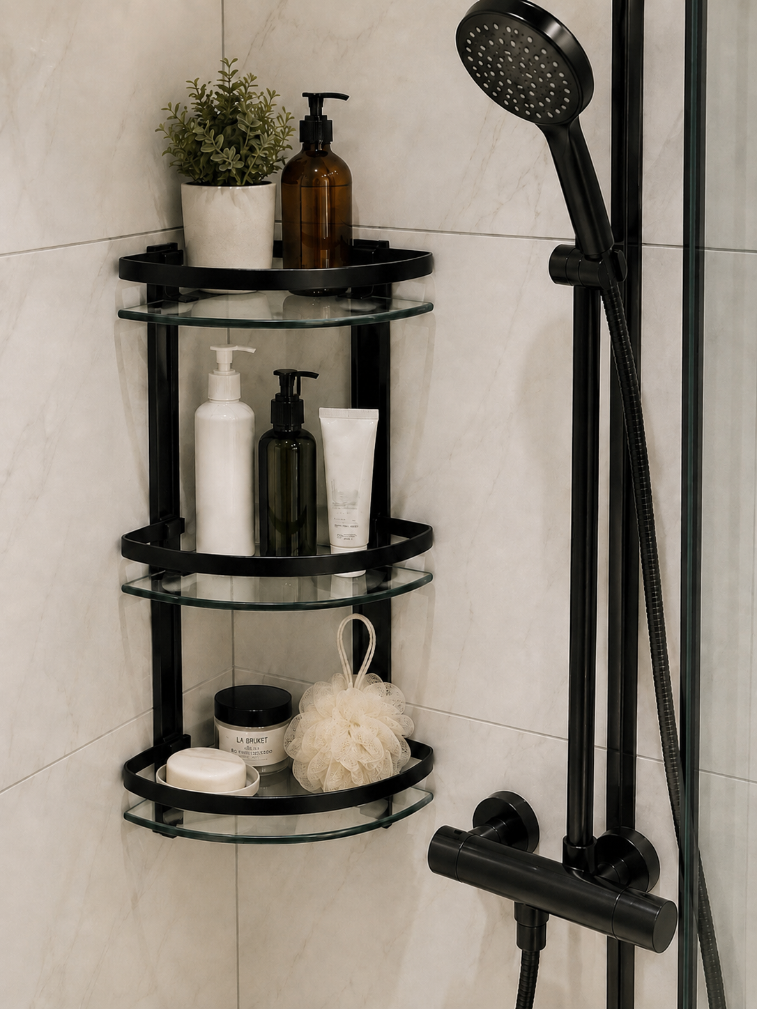 Shower corner glass K2 black