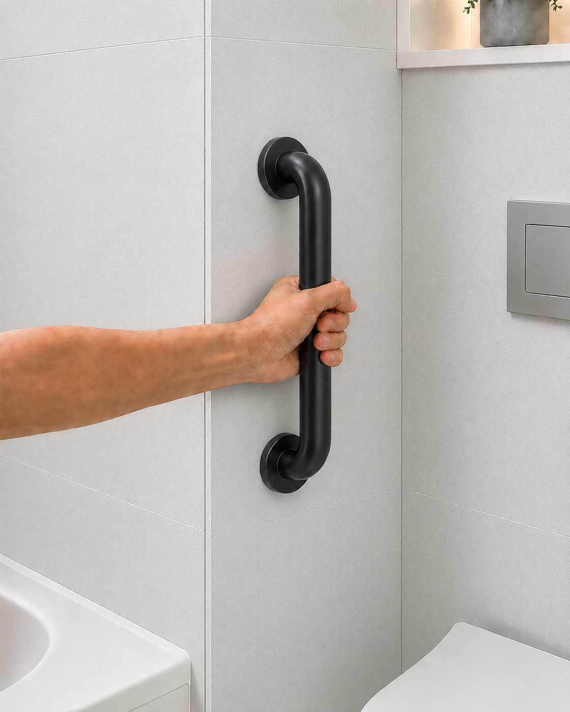 Black Bathroom grab Bar 32mm