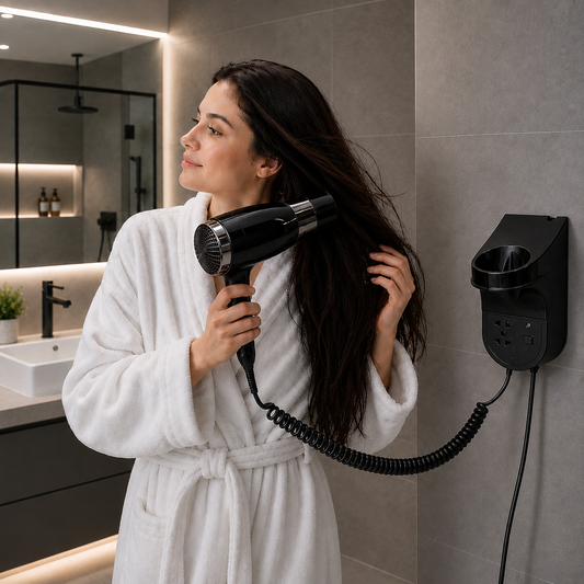 Delight Wall Mounted Hair Dryer 103 – 1800W Hotel Bathroom Hair Dryer (220V | Black)