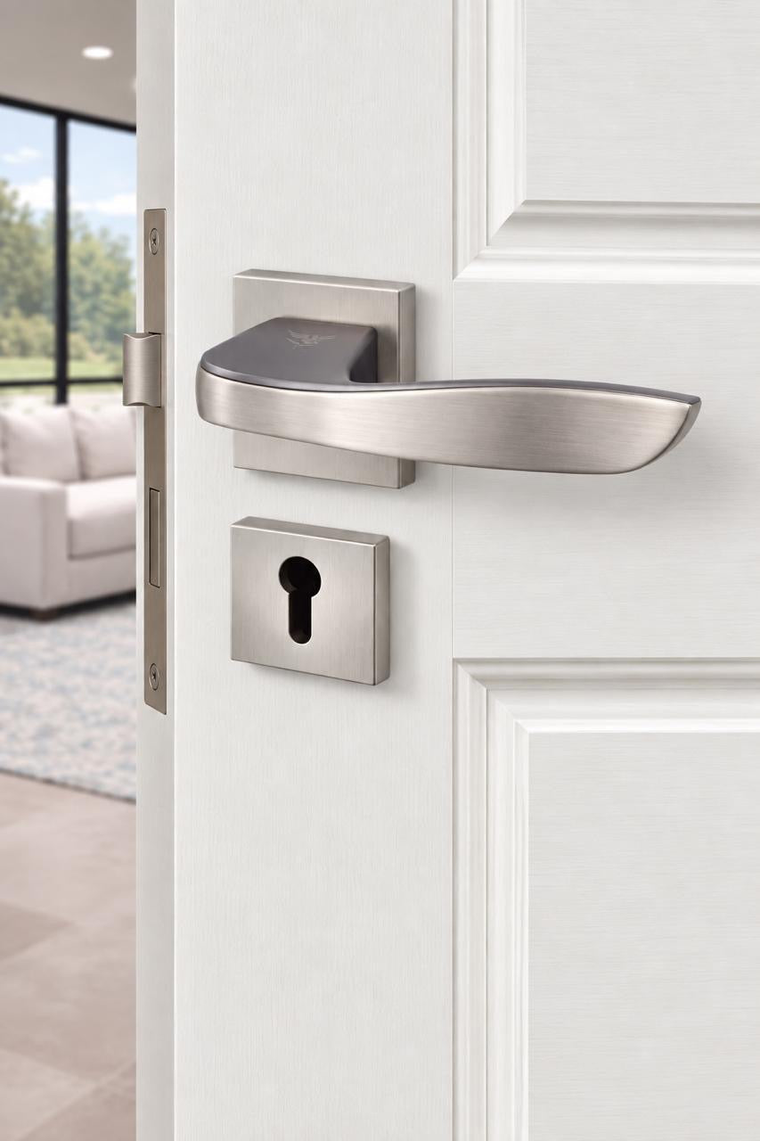 مقبض باب موجي فاخر - فضي