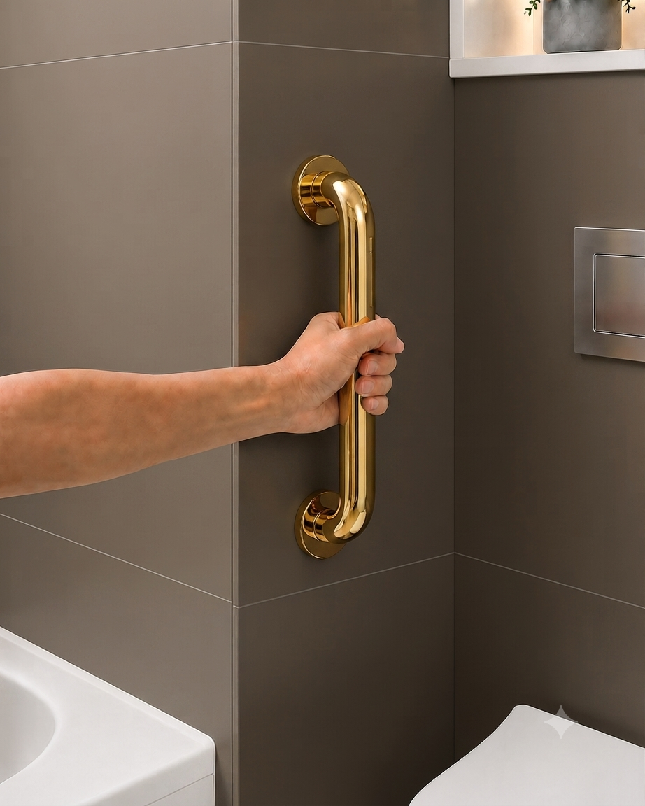 Gold Bathroom Grab Bar 32mm