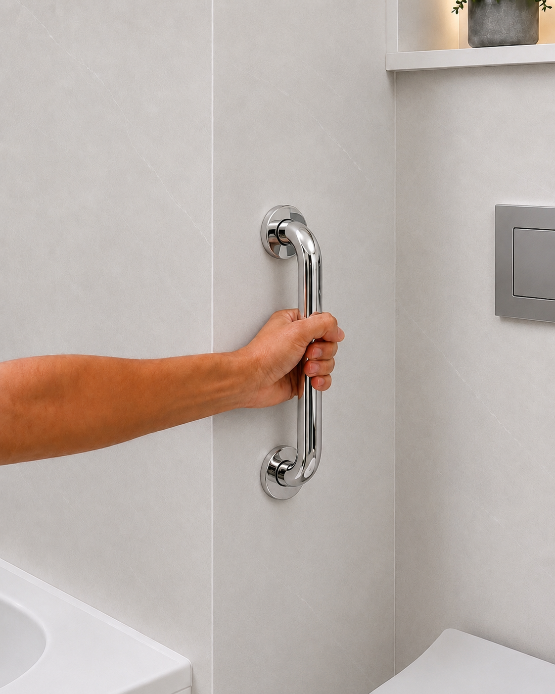 Shiny Bathroom Grab Bar 25 mm