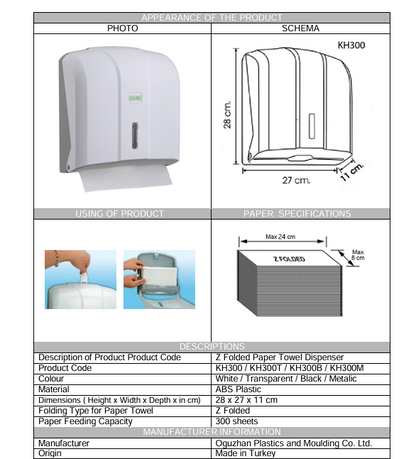 VIALLI Paper Towel Dispenser – Acrylic | Black & White | Model KH300