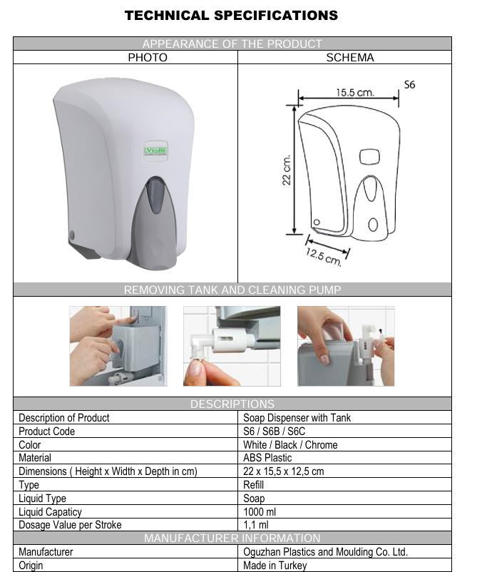 VIALLI Liquid Soap Dispenser S6