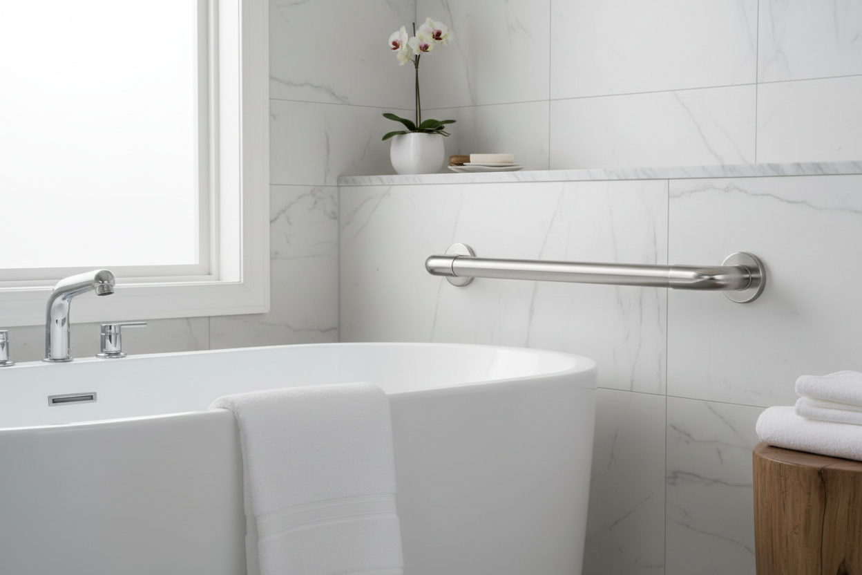 Luxury Bathroom Setting with Two-Tone Handle