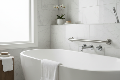 Luxury Bathroom with Matte Grab Bar Installation